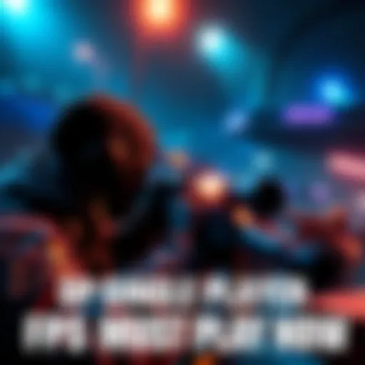 A player character in a first-person perspective aiming a weapon in an action-packed environment with dramatic lighting