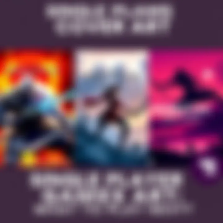 Single Player Game Cover Art Colorful cover art featuring action scenes from God of War, Ghost of Tsushima, and Horizon Zero Dawn, highlighting immersive gameplay experiences.