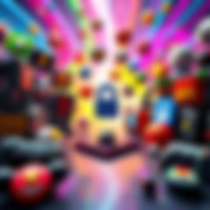 A collection of various single player game icons representing achievements and unlocks on a colorful background