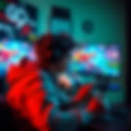 A gamer playing single player video games on an OLED monitor, showcasing vibrant colors and detailed graphics.