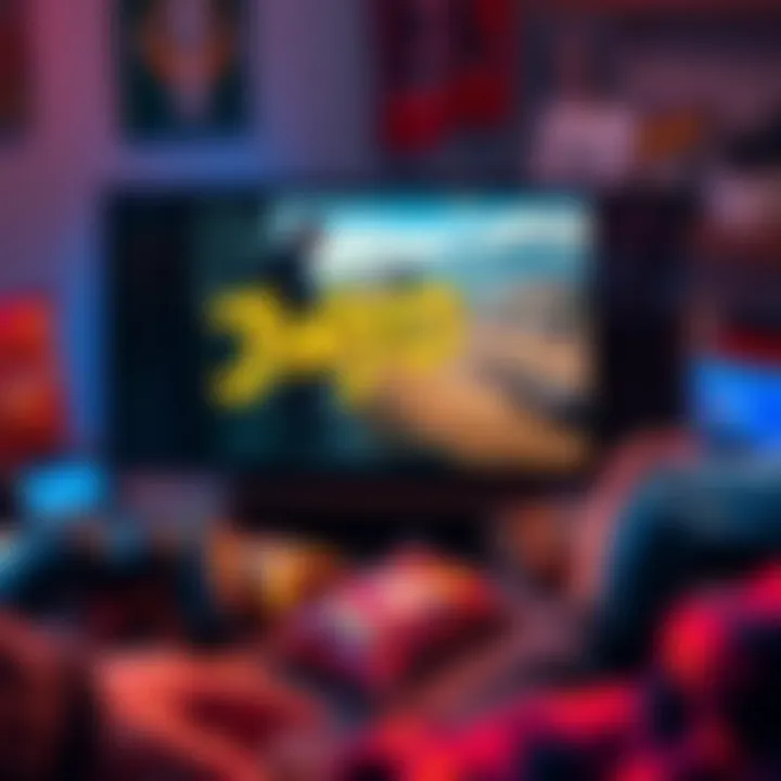 A person playing an immersive single-player video game on a console, surrounded by game controllers and snacks, showcasing a fun gaming setup