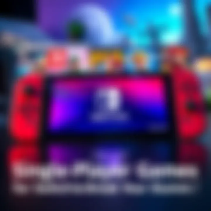 A collection of popular single-player games displayed on a Nintendo Switch console with vibrant game covers, inviting players to enjoy new adventures.