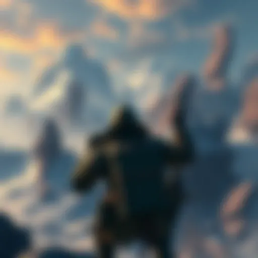A character exploring a vast open world with gear and stats visible on the screen
