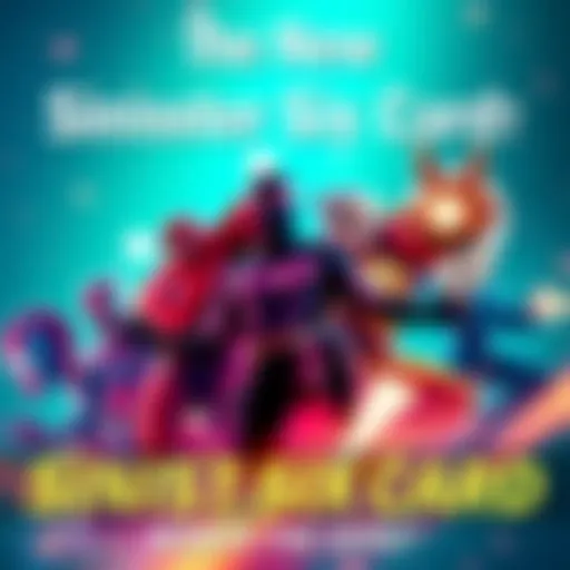A close-up of the new Sinister Six card featuring illustrations of six characters in a dynamic pose, with vibrant colors and action elements.