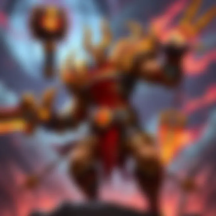 Sire Denathrius stands confidently in a fierce battle stance, showcasing his new design with glowing powers and a commanding presence, alongside the Garrosh Anima Battery.