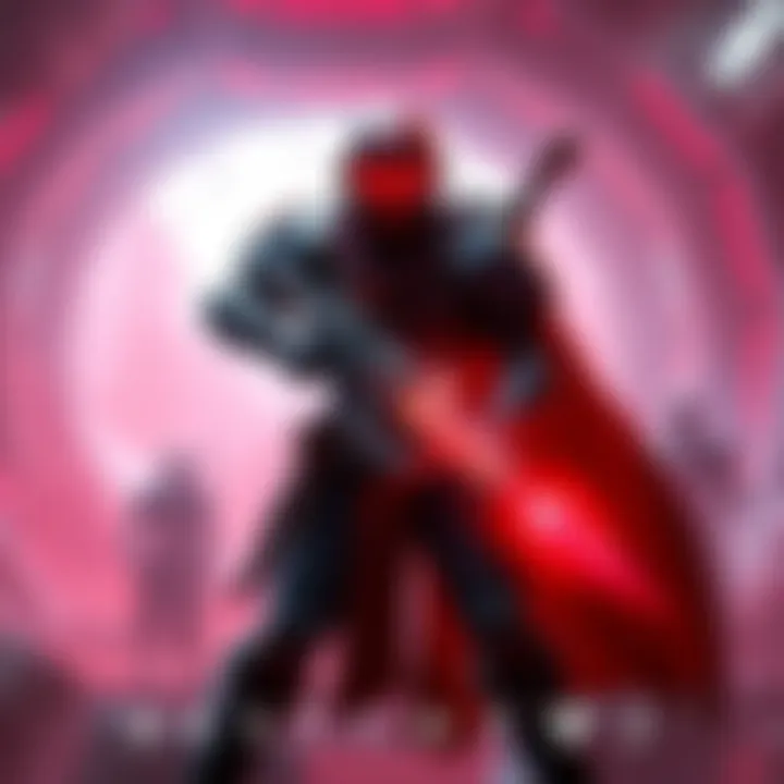 SIVA Red Subclass Concept Art Concept art showing a Guardian wielding nanite magic in a red-themed environment, with futuristic elements and weaponry inspired by SIVA technology.