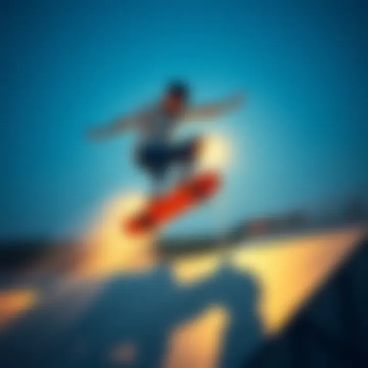 A skateboarder performing a trick on a ramp, showcasing balance and movement principles related to physics.