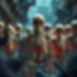 A group of skeletons standing together ready for battle in a fantasy game.