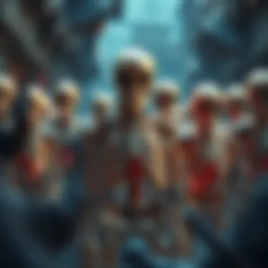 A group of skeletons standing together ready for battle in a fantasy game.