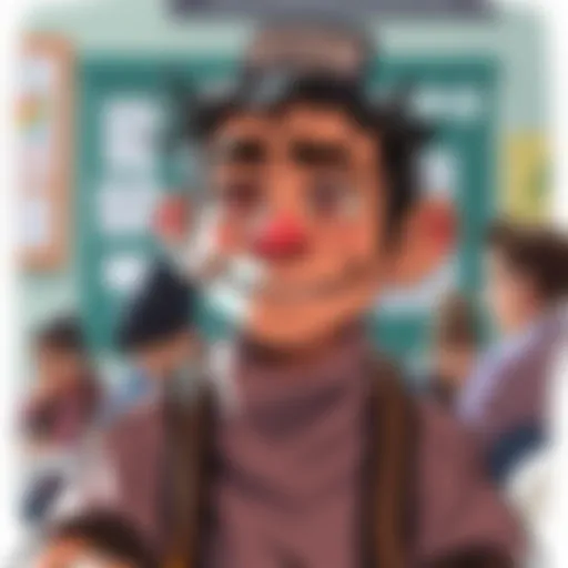 A playful sketch of a character resembling Ballas, drawn from memory during class, showing exaggerated features and amusing details.