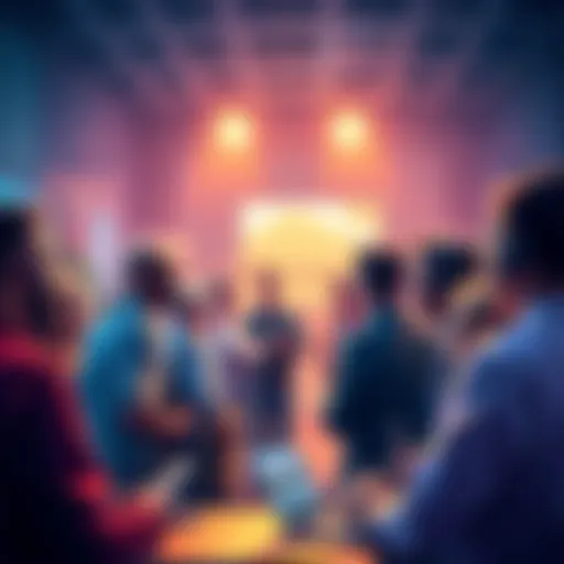 A group of people discussing the Skibidi leak with excitement in a lively forum setting.