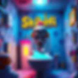 A vibrant scene from the Skibidi Toilet game showing characters and interactive elements influenced by player comments.