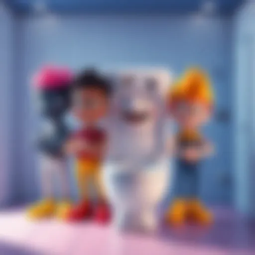 A colorful group of Skibidi Toilet characters representing different races, standing together in a fun and lively scene.