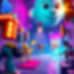 A colorful scene from the Skibidi Toilet interactive game featuring new levels and characters, showcasing players in action.