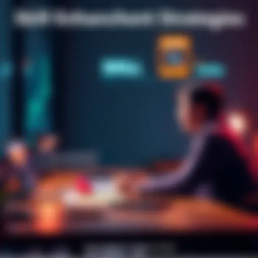 A person brainstorming strategies for improving skills at a desk with notes and a laptop