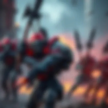 The Skitarii class character shown in action, showcasing futuristic armor and weapons in a battle scene.