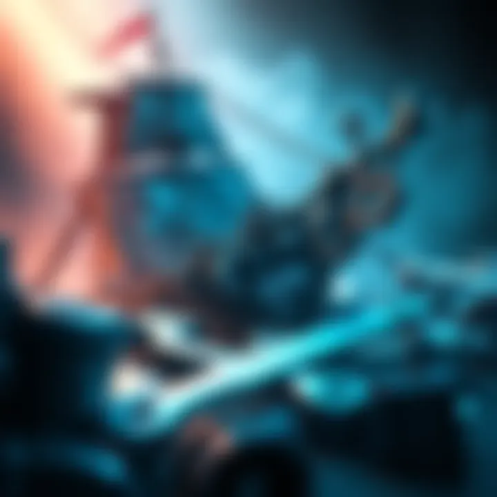 Visual representation of Skull and Bones game maintenance with a ship and tools indicating fixes and updates