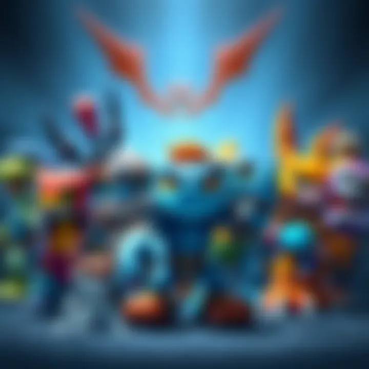 Various Skylanders characters stand together, showcasing their unique designs and colors, representing diverse gameplay styles.