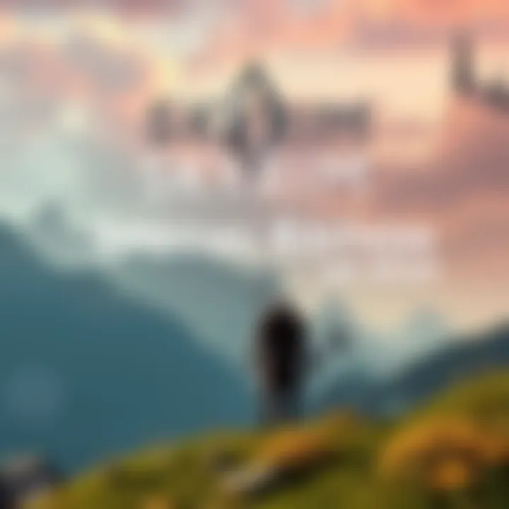 A screenshot showcasing the Skyrim Special Edition gameplay, featuring a character exploring a fantasy landscape with mountains and castles in the background.
