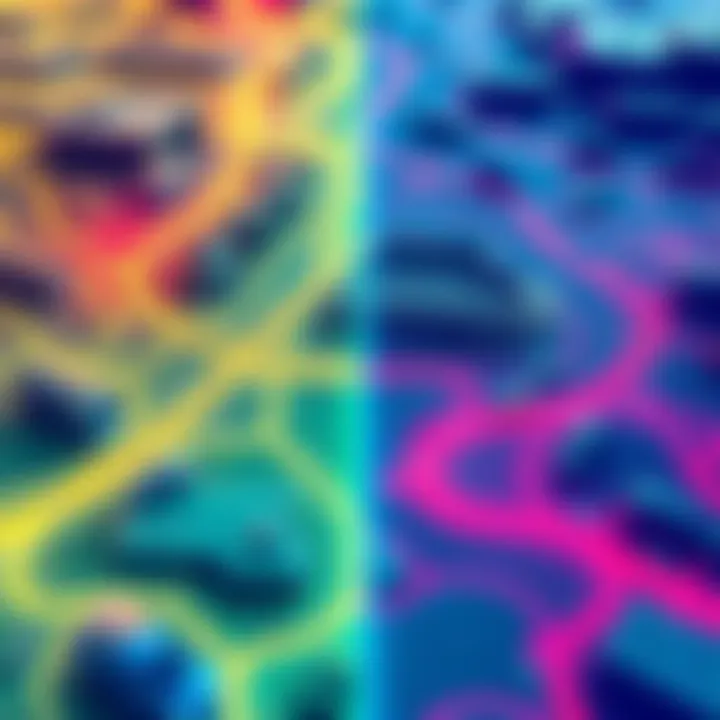 A visual representation of a gaming map showing day and night driving transitions in Slipstream, with vibrant colors for each time of day.