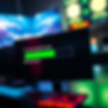 A visual representation of a computer screen showing a game update in progress with a loading bar stuck at a certain percentage.