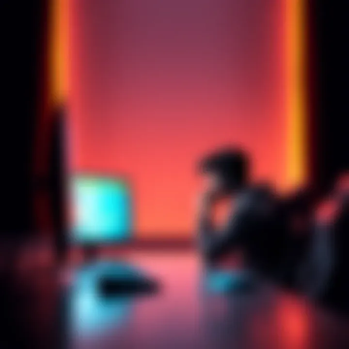 Slow Internet Gaming A frustrated gamer sitting in front of a computer with a loading screen, symbolizing slow internet issues in rural areas