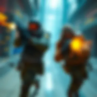 A character in tactical gear firing weapons in slow motion, showcasing intense action scenes from shooter games