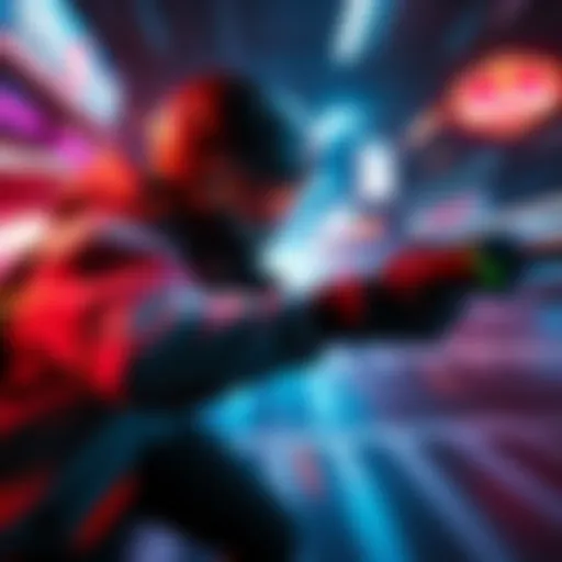 A character in a video game remaining in slow motion, surrounded by dynamic action elements.