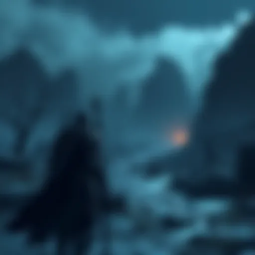A character in dark armor exploring a quiet, eerie landscape reminiscent of classic Souls-like games.
