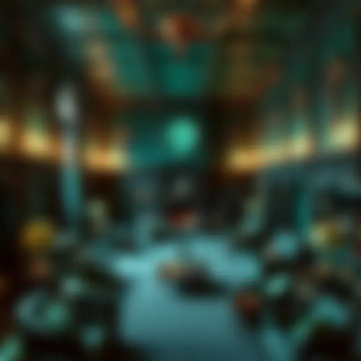 A view of the Slytherin common room, showcasing elegant dark green decor and a cozy atmosphere, with a fireplace and comfortable seating.