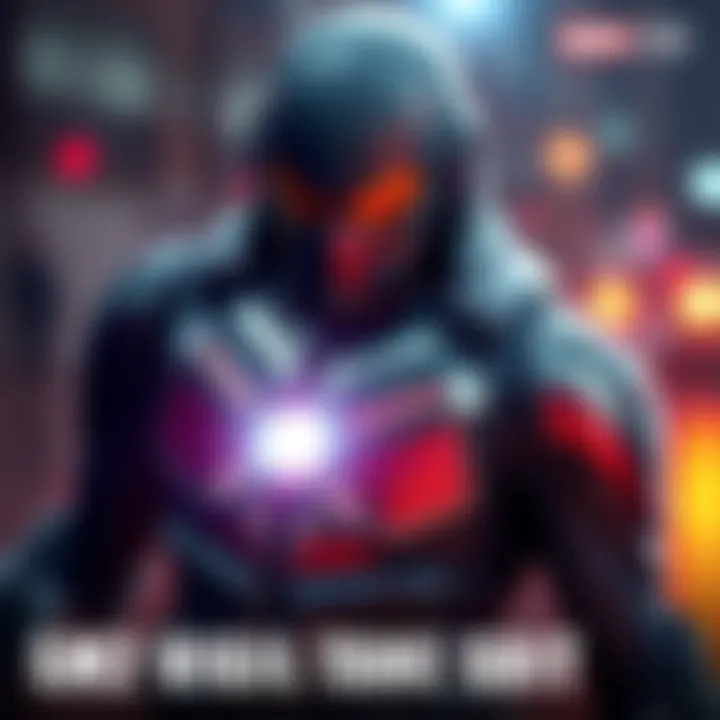 A close-up view of the SM2 TASM Vigilante Suit showcasing its modern design and advanced materials.