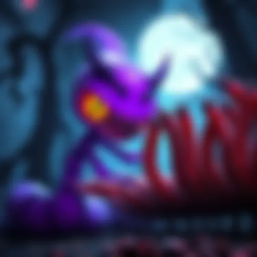 Smarsh character next to a group of early game worms, showing its purple color distinctly