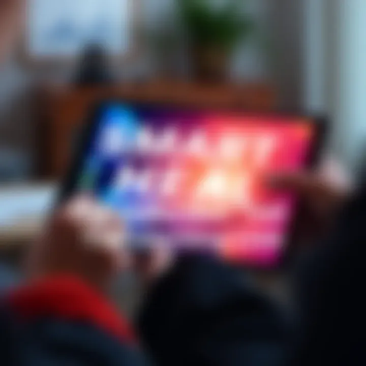 Smart Heal Wellness Tool Person using Smart Heal app on a tablet to improve wellness and health