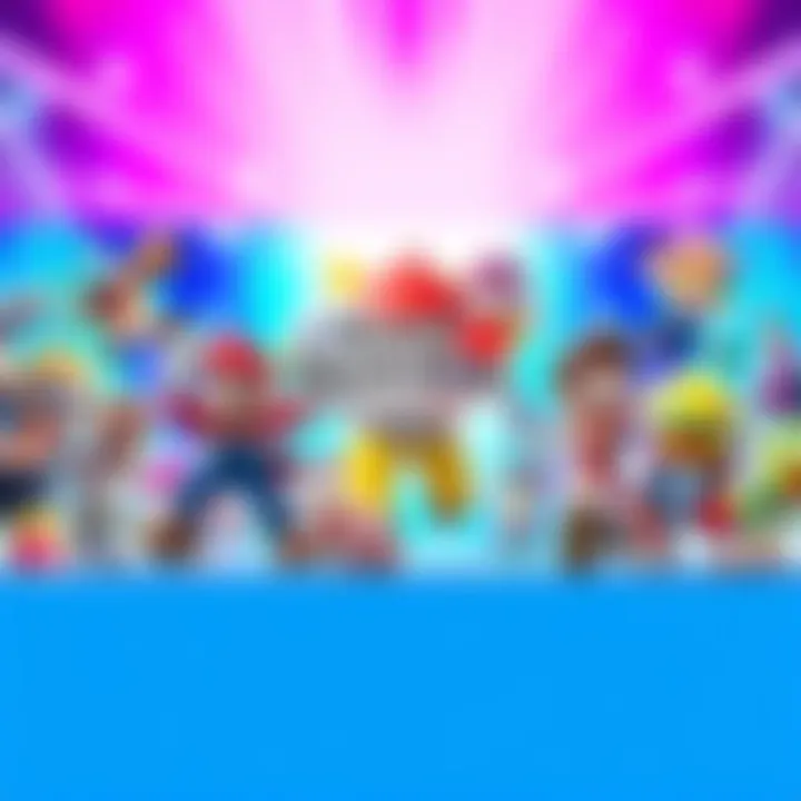 A colorful scene featuring characters from Super Smash Bros. Ultimate showcasing their updated graphics on Nintendo Switch 2