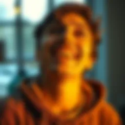 Smiling Person Laughing A person laughing and smiling joyfully, representing the positive effects of laughter on mental health.