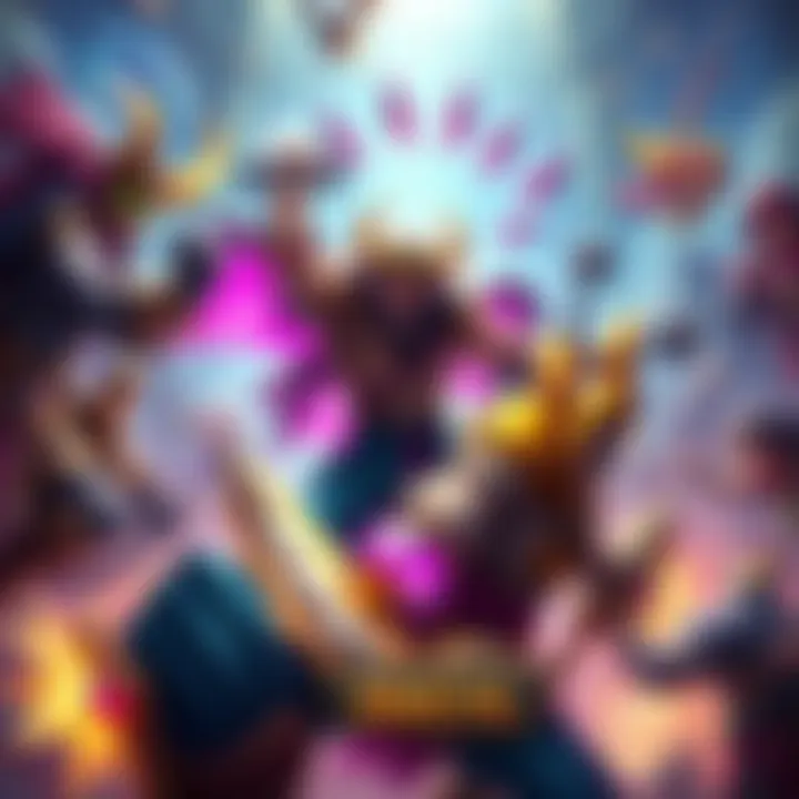 A lively scene from Smite 1 featuring various characters engaged in battle, showcasing vibrant graphics and action.
