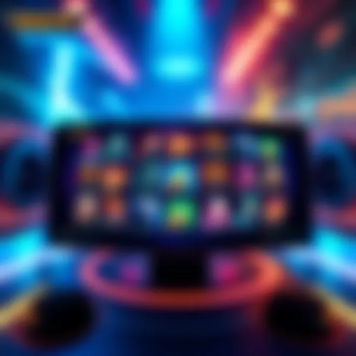 Smite 2 Beta Profile Randomizer A digital display showing a rotating selection of music, announcers, and ward skins in Smite 2 Beta.