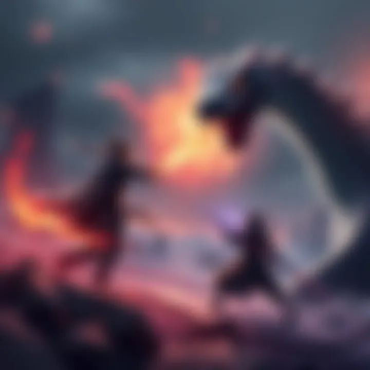 A player skillfully wielding tonfa while battling a snake boss in a mystical landscape