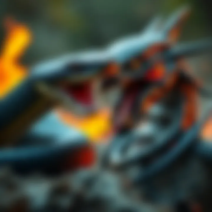 A snake confronts the Temu Predator in a fierce battle scene, both poised for an intense fight.
