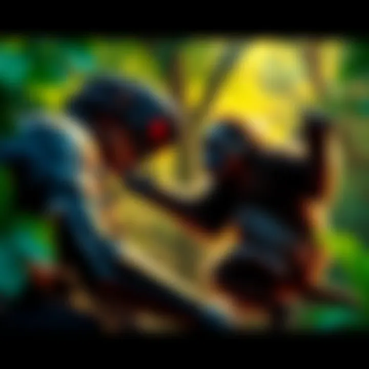 Snake confronting a monkey in a vibrant jungle setting, showcasing the intense action of Metal Gear Solid 3 Delta