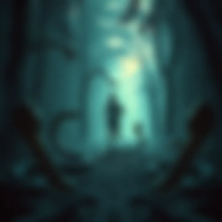 Snakes Chasing a Person A person running away from several snakes in a dark forest, showcasing a horror game scenario.