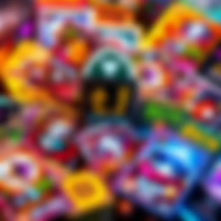 A colorful display of Snap Packs, featuring various cards and deck strategies, showcasing gameplay options for collectors.