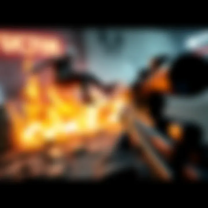 A player takes a sniper shot in a shooting game, with an enemy character falling in the background, showcasing the intensity of the moment.