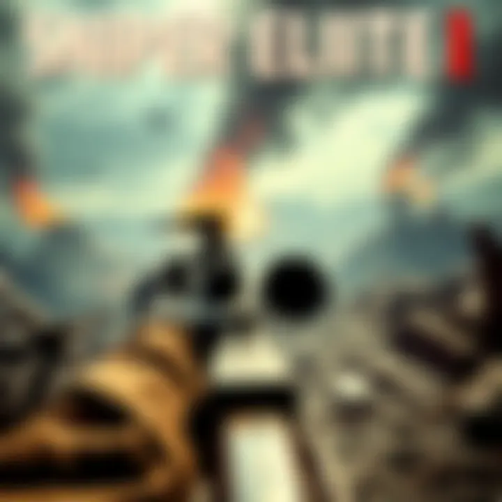 A player aiming a sniper rifle in a war-torn landscape from Sniper Elite 1.