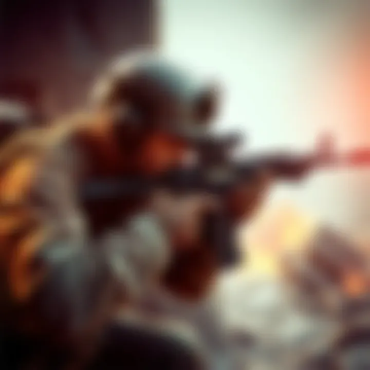 A soldier aiming a sniper rifle in a military setting, showcasing intense action in Sniper Elite 6.