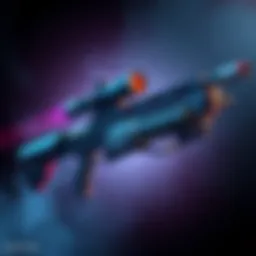 A concept design of a sniper grenade launcher styled for the game Marathon, featuring a sleek design and futuristic elements.