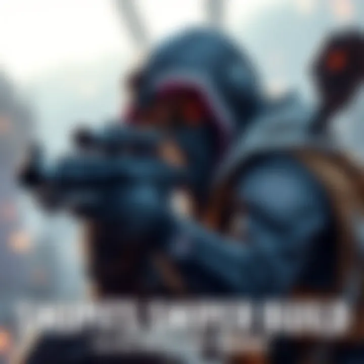 Sniper Setup for Crit Damage A character equipped with a sniper rifle in a tactical stance, aiming down sights with a focus on crit damage gear.