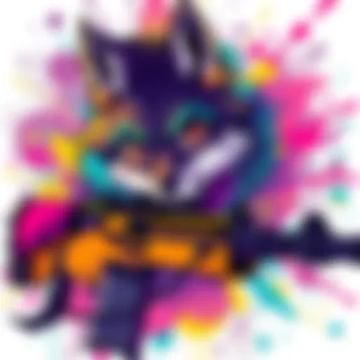A colorful doodle of Sniper Wolf showcasing artistic talent, featuring dynamic poses and vibrant colors.
