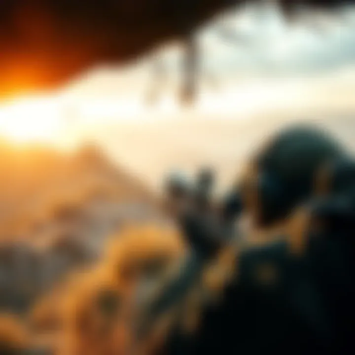 Sniping Practice in Action A skilled sniper takes aim from a hidden position, focusing on a target in the distance during a standard mission.