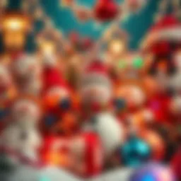 A collection of colorful snowman figurines surrounded by festive decorations, showcasing their appeal this winter.